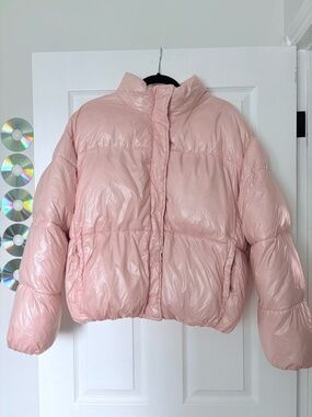 pink super down puffer jacket
